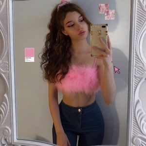 Pink Furry Crop Top